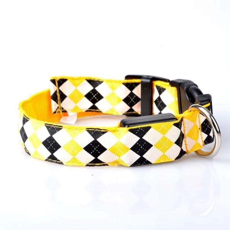 Plaid Pattern Rechargeable LED Glow Light Leads Pet Dog Collar for Small Medium Dogs - Reluova