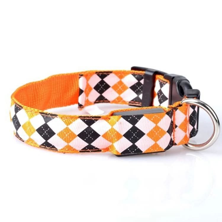 Plaid Pattern Rechargeable LED Glow Light Leads Pet Dog Collar for Small Medium Dogs - Reluova