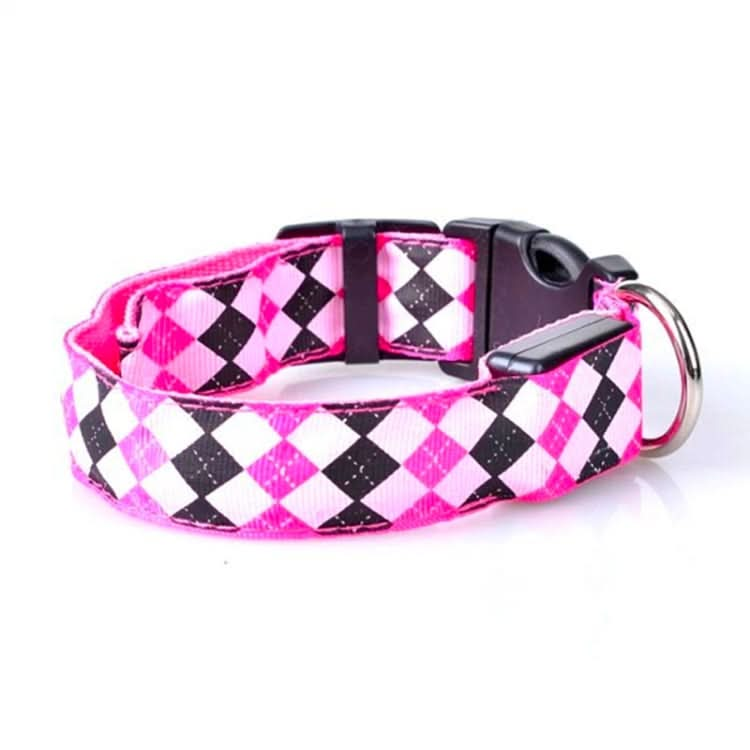 Plaid Pattern Rechargeable LED Glow Light Leads Pet Dog Collar for Small Medium Dogs - Reluova