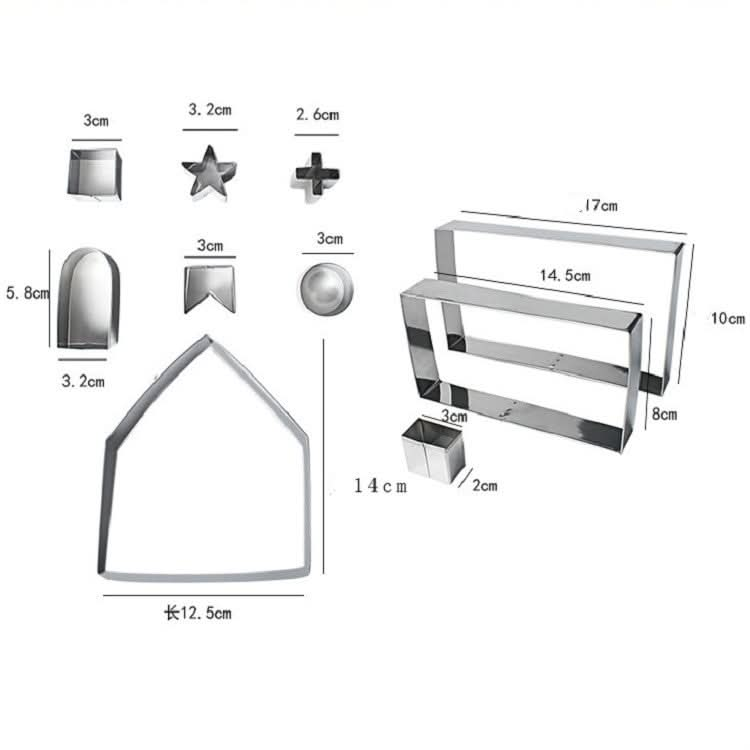 10 in 1 3D Stainless Steel Biscuit Mold Christmas Gingerbread House Baking Tools - Reluova