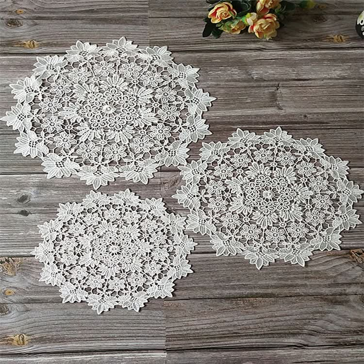 White lace embroidered placemat vase placemat placemat kitchen coffee table decorative pad - Reluova