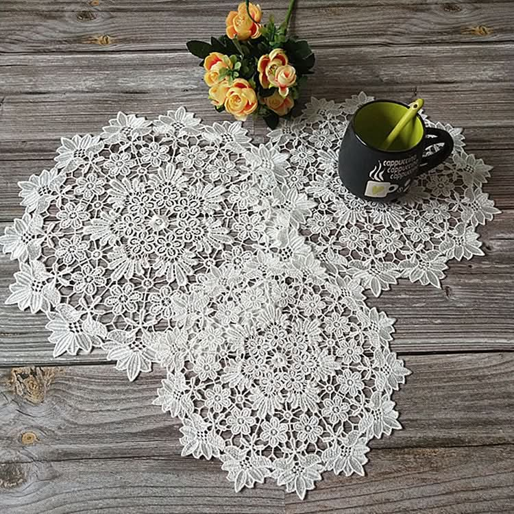 White lace embroidered placemat vase placemat placemat kitchen coffee table decorative pad - Reluova