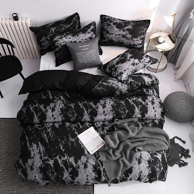 Luxury Bedding Black Marble Pattern Set Sanded Printed Quilt Cover Pillowcase, Series 3 My Store