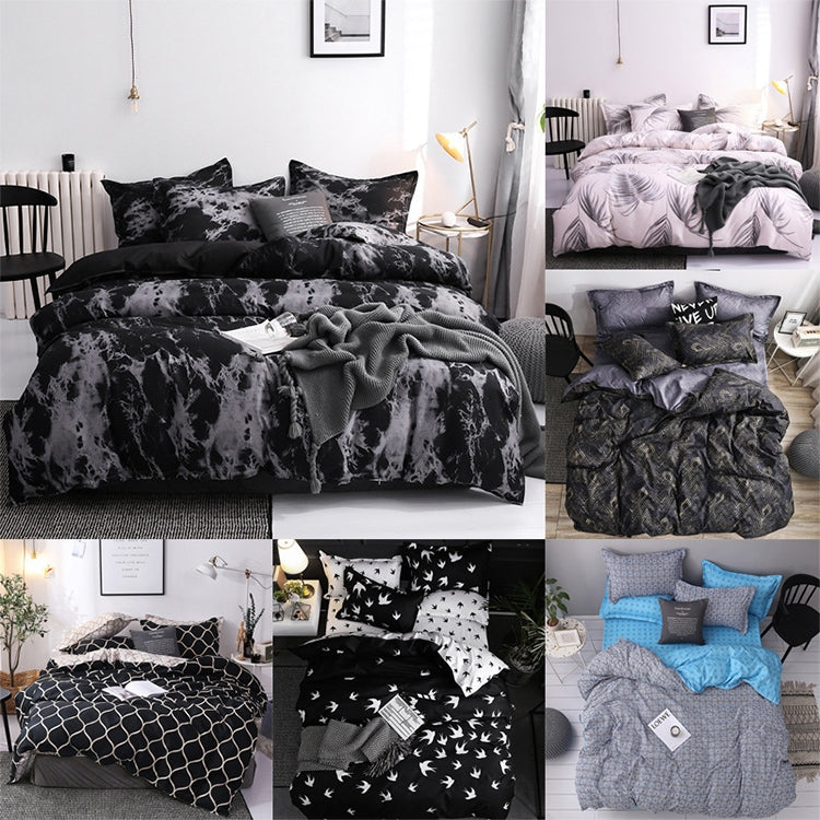 Luxury Bedding Black Marble Pattern Set Sanded Printed Quilt Cover Pillowcase, Series 1 My Store