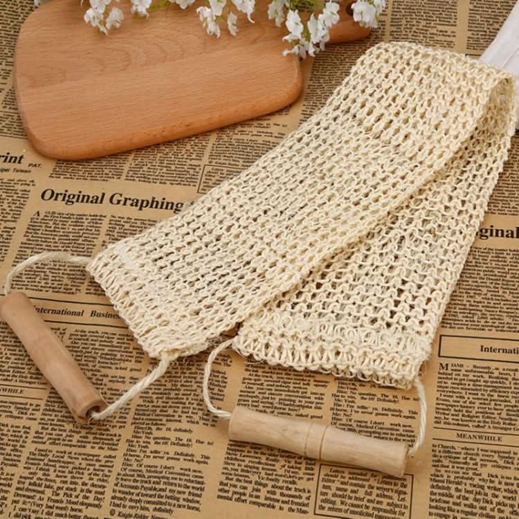 Natural Sisal Long Rubbing Towel with Handle Bath Strip Plant Fiber Bath Wipe