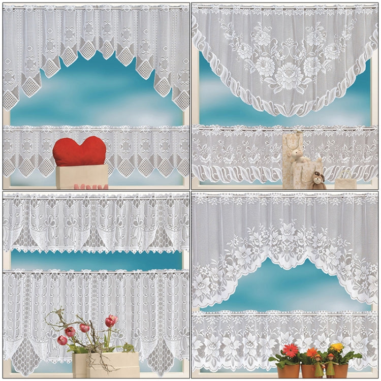 White Translucent Coffee Curtain Tulle Lace Sheer Warp Knitted Jacquard Curtains Bedroom Curtains My Store