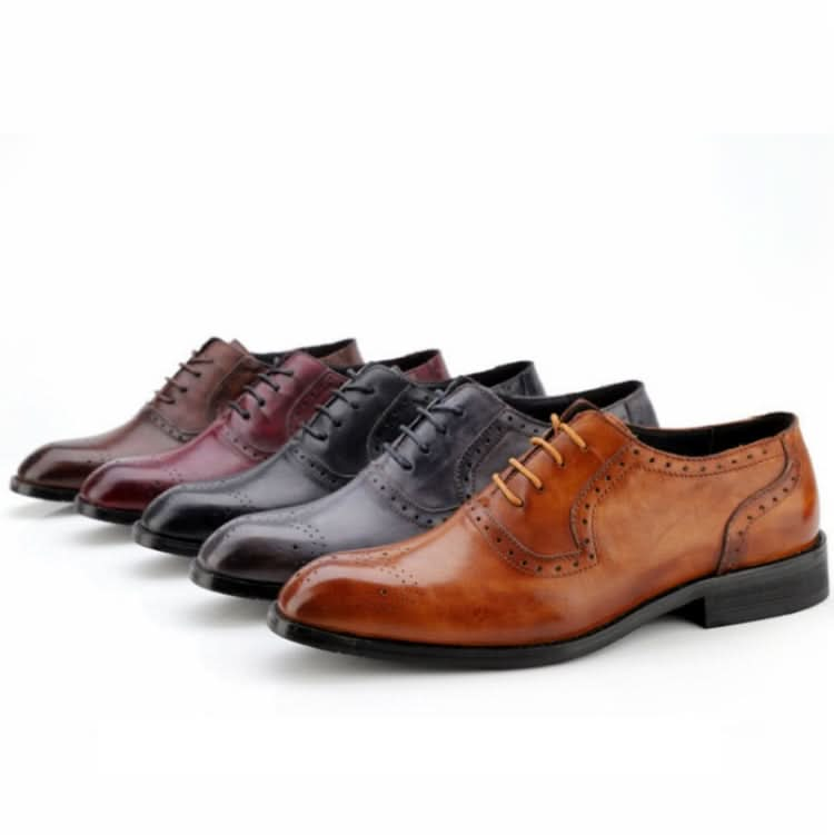 Male Autumn Top-grain Leather Pointed Business Dress Shoes Reluova