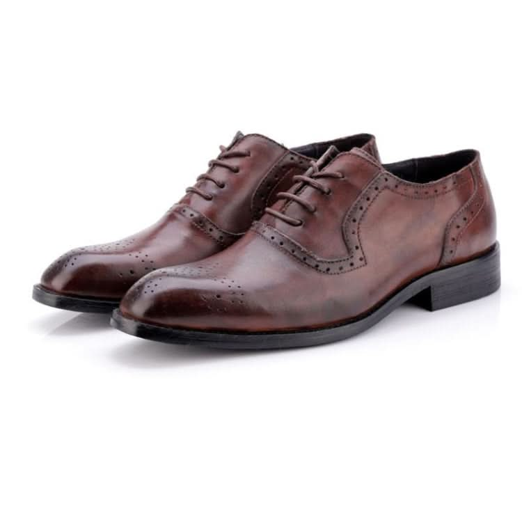 Male Autumn Top-grain Leather Pointed Business Dress Shoes Reluova