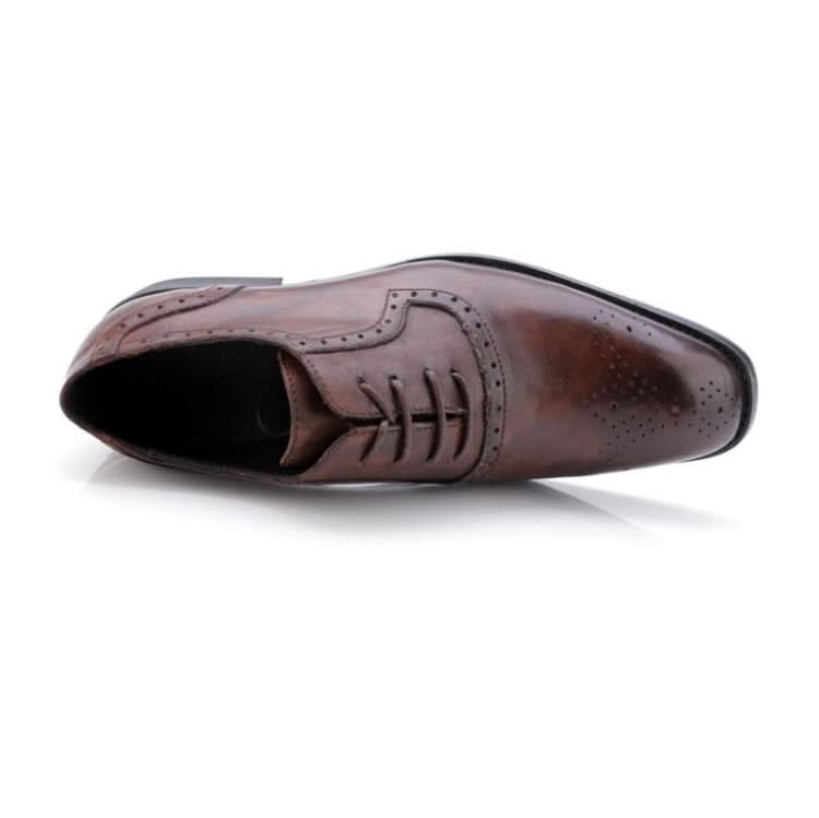 Male Autumn Top-grain Leather Pointed Business Dress Shoes Reluova