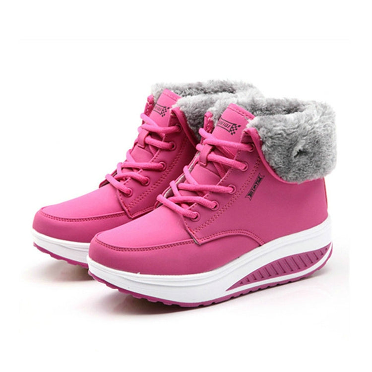 Women Booties Snow Lace Boots Autumn And Winter Female Wedge Shoes