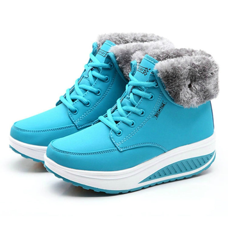 Women Booties Snow Lace Boots Autumn And Winter Female Wedge Shoes