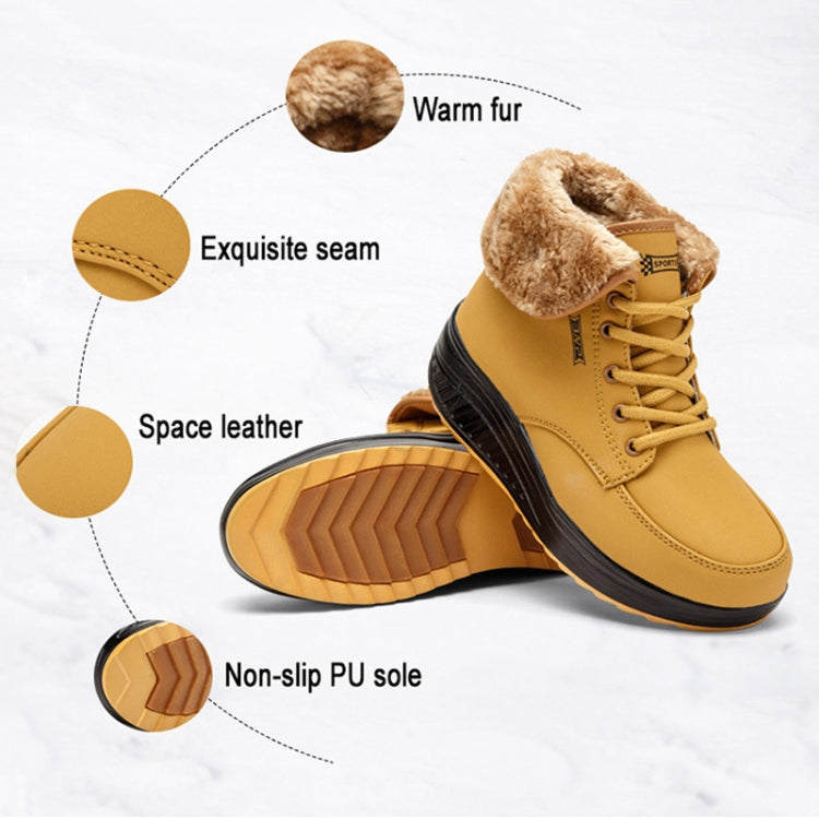 Women Booties Snow Lace Boots Autumn And Winter Female Wedge Shoes