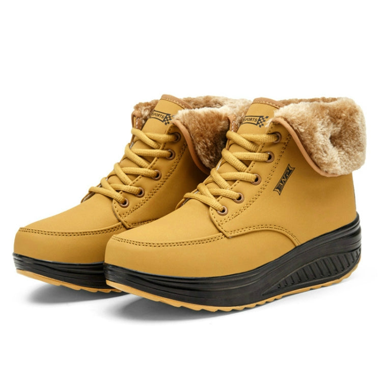 Women Booties Snow Lace Boots Autumn And Winter Female Wedge Shoes