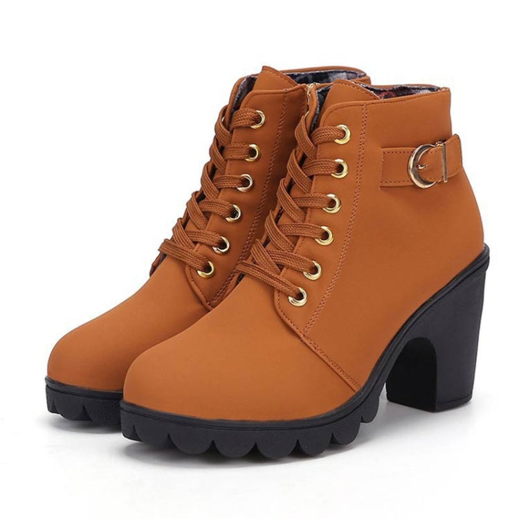 Fashion Square High Heels Solid Color Sneakers Women Snow Boots Reluova