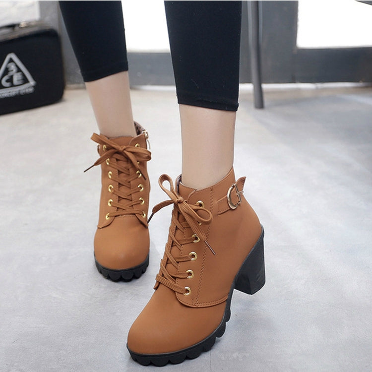 Fashion Square High Heels Solid Color Sneakers Women Snow Boots