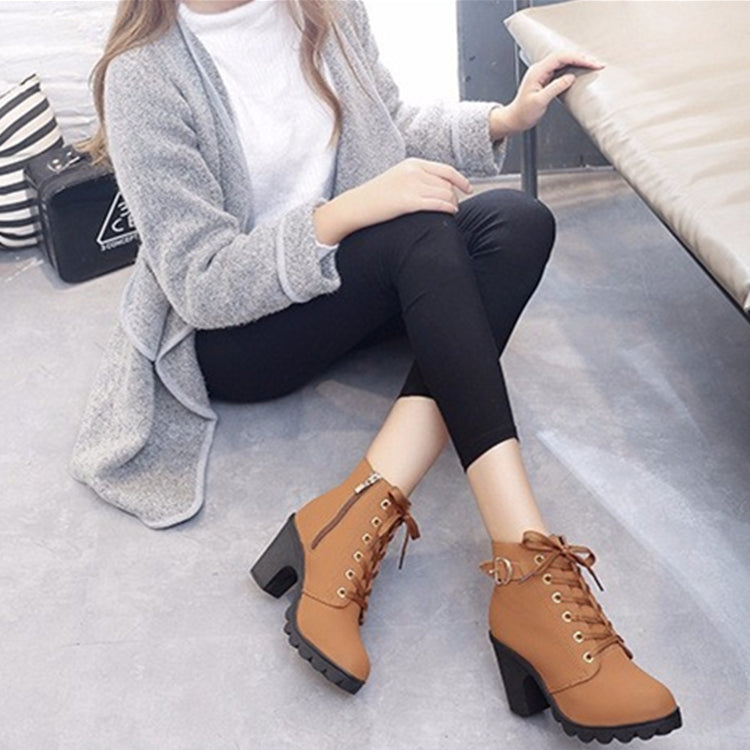 Fashion Square High Heels Solid Color Sneakers Women Snow Boots Reluova