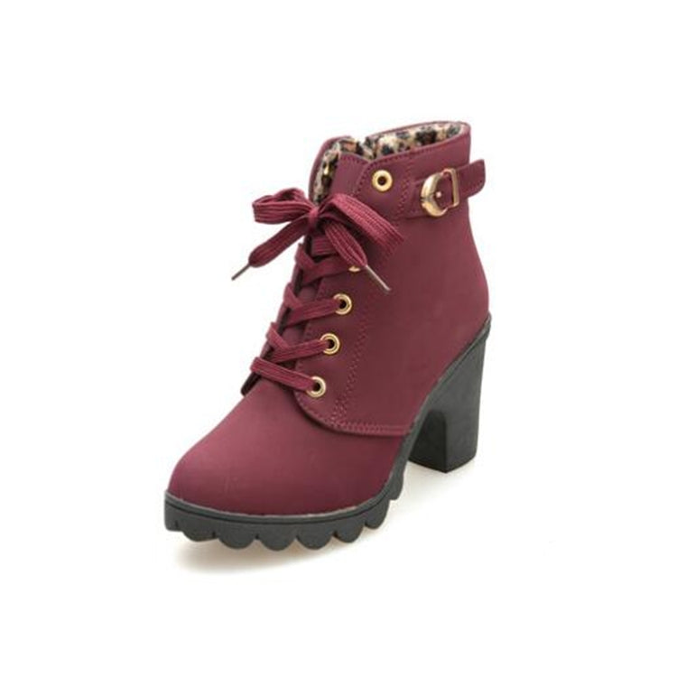 Fashion Square High Heels Solid Color Sneakers Women Snow Boots