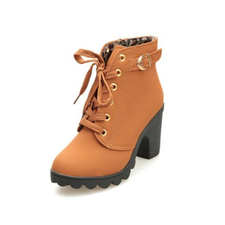 Fashion Square High Heels Solid Color Sneakers Women Snow Boots