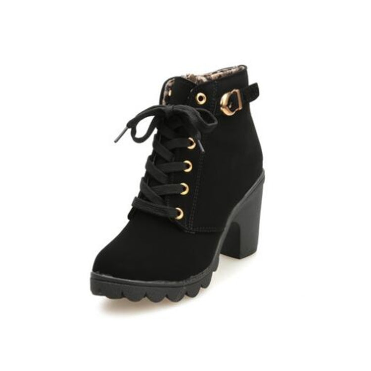 Fashion Square High Heels Solid Color Sneakers Women Snow Boots Reluova