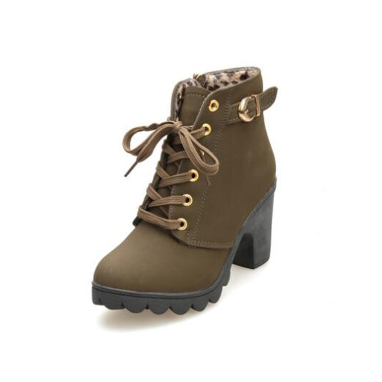 Fashion Square High Heels Solid Color Sneakers Women Snow Boots Reluova