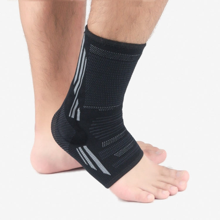 Anti-Sprain Silicone Ankle Support Basketball Football Hiking Fitness Sports Protective Gear, Size: M (Black Gray) Reluova