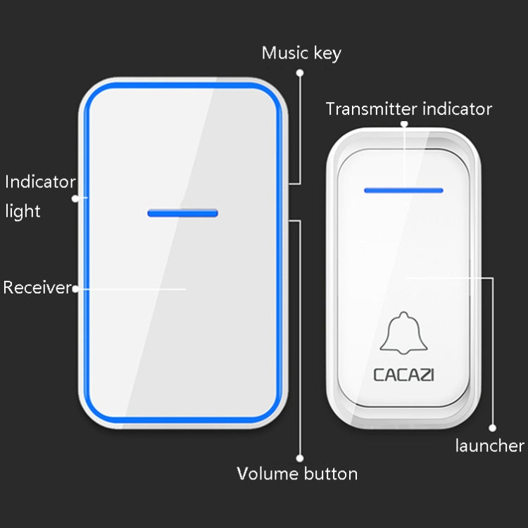 CACAZI A68-2 One to Two Wireless Remote Control Electronic Doorbell Home Smart Digital Wireless Doorbell