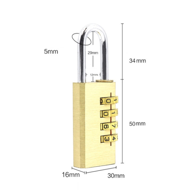 Four-digit Brass Code Padlock High-grade Security Gym Door Lock My Store