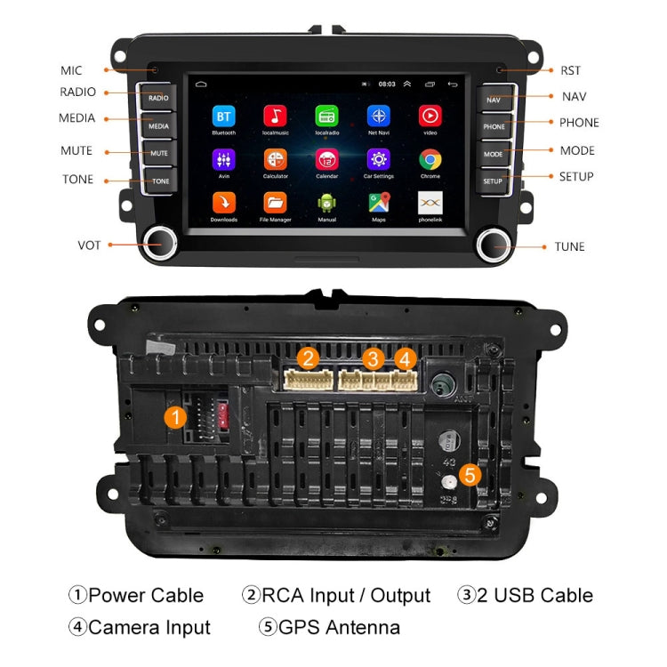 A3040 For Volkswagen 7-inch 2+32G Android Car Navigation Central Control Large Screen Player With Wireless CarPlay