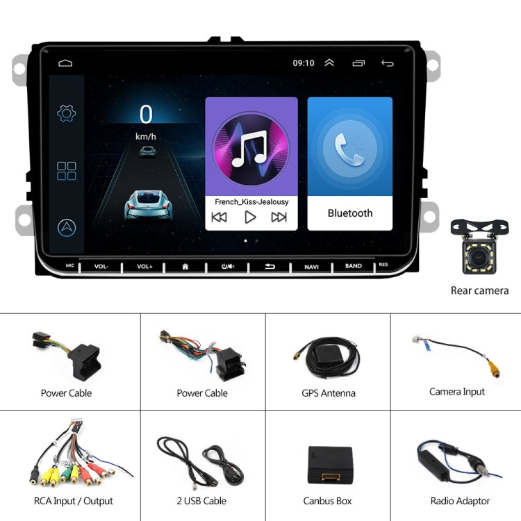 A3041 For Volkswagen 2+64G 9-inch Central Control Large Screen With Carplay Car Android10.0 Navigator Player, Style:Standard