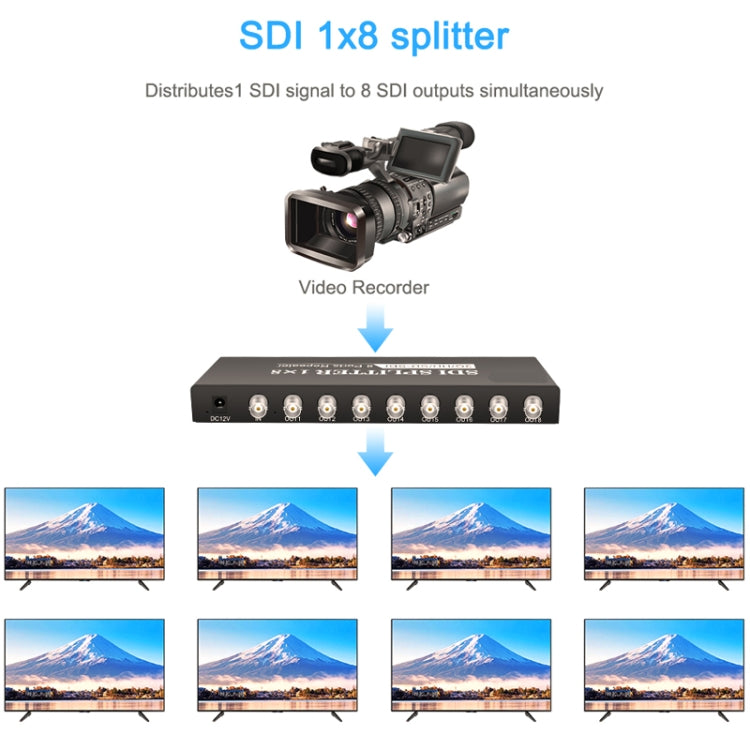 1 In 8 Out SD-SDI / HD-SDI / 3G-SDI Distribution Amplifier Video SDI Splitter