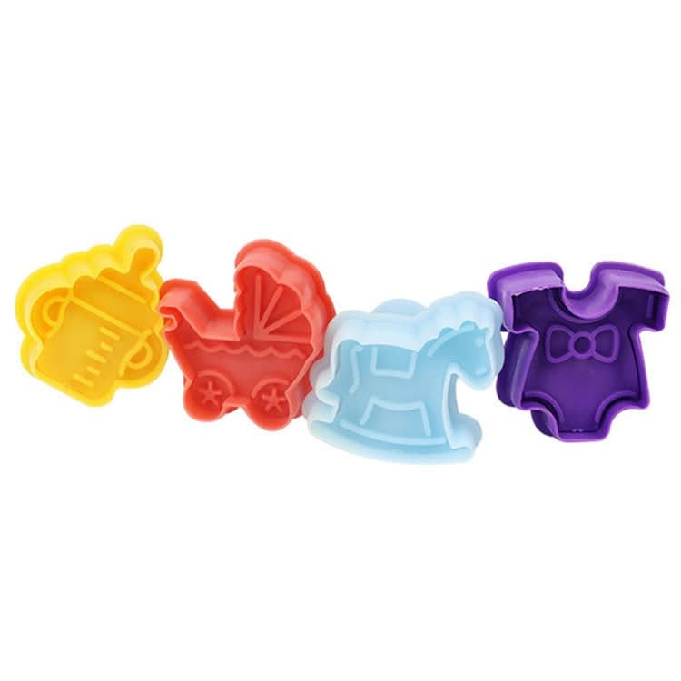 4 in 1 3D Baby Series Biscuit Mold Fondant Pressing Tools, Random Color Delivery-Reluova