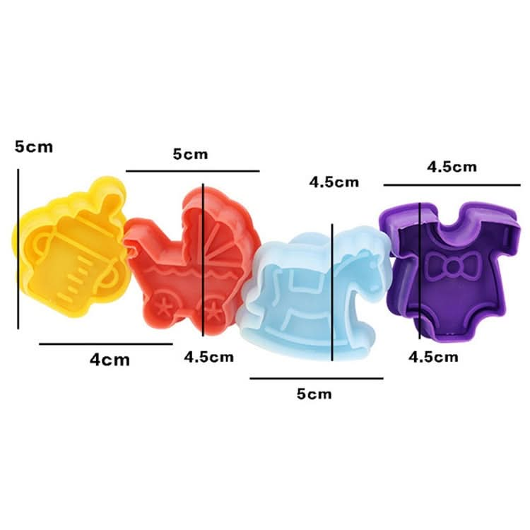 4 in 1 3D Baby Series Biscuit Mold Fondant Pressing Tools, Random Color Delivery-Reluova