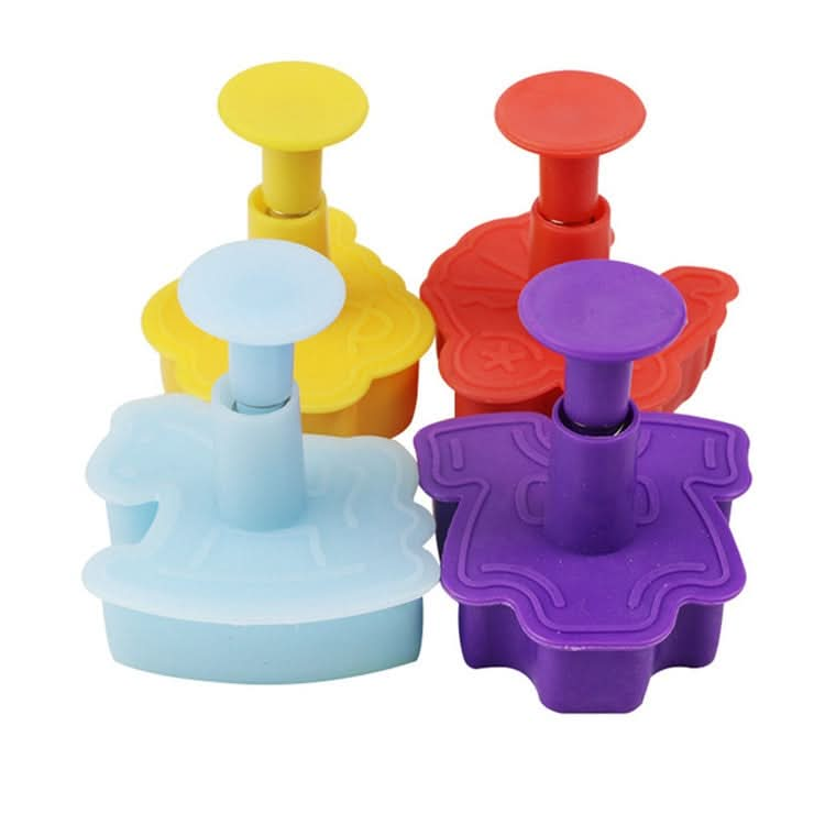 4 in 1 3D Baby Series Biscuit Mold Fondant Pressing Tools, Random Color Delivery-Reluova