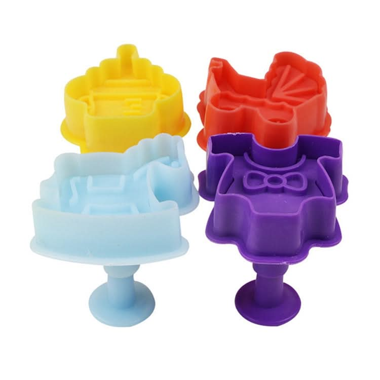 4 in 1 3D Baby Series Biscuit Mold Fondant Pressing Tools, Random Color Delivery-Reluova