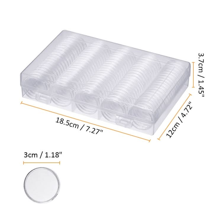 Coin Capsules 100 x 30mm Round Boxes Commemorative Coin Protection Box