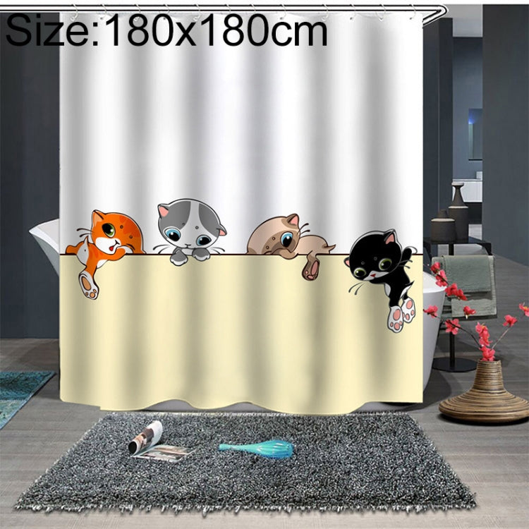 Funny Cat Series Shower Curtain Printing Polyester Waterproof Mildew Shower Curtain My Store