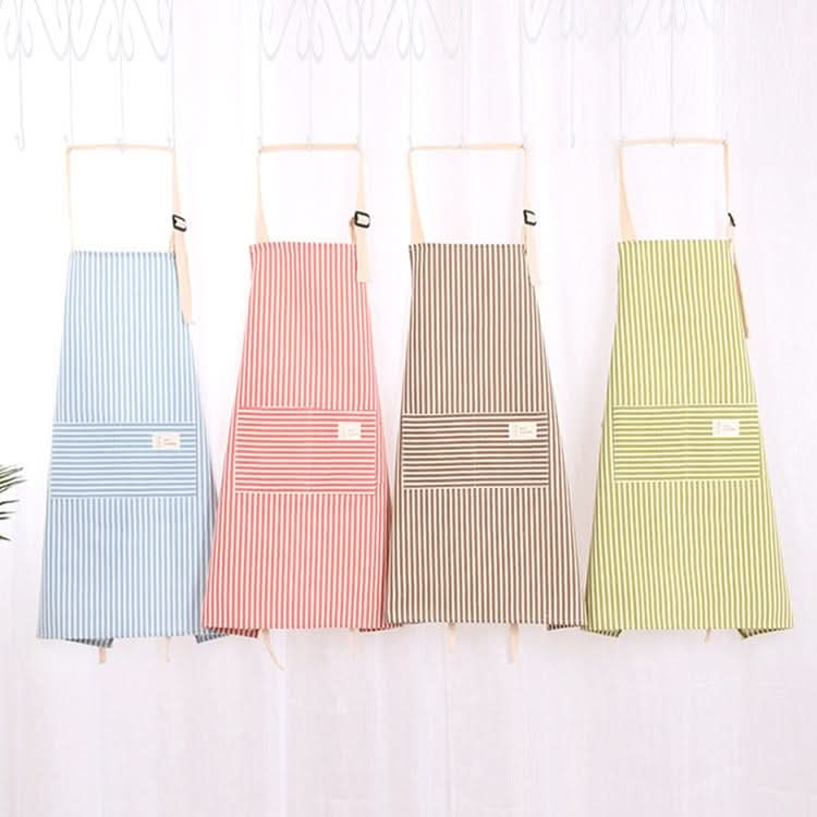 Kitchen Antifouling Sleeveless Apron Adult Work Housework Polyester Cotton Vertical Striped Apron Coverall - Reluova