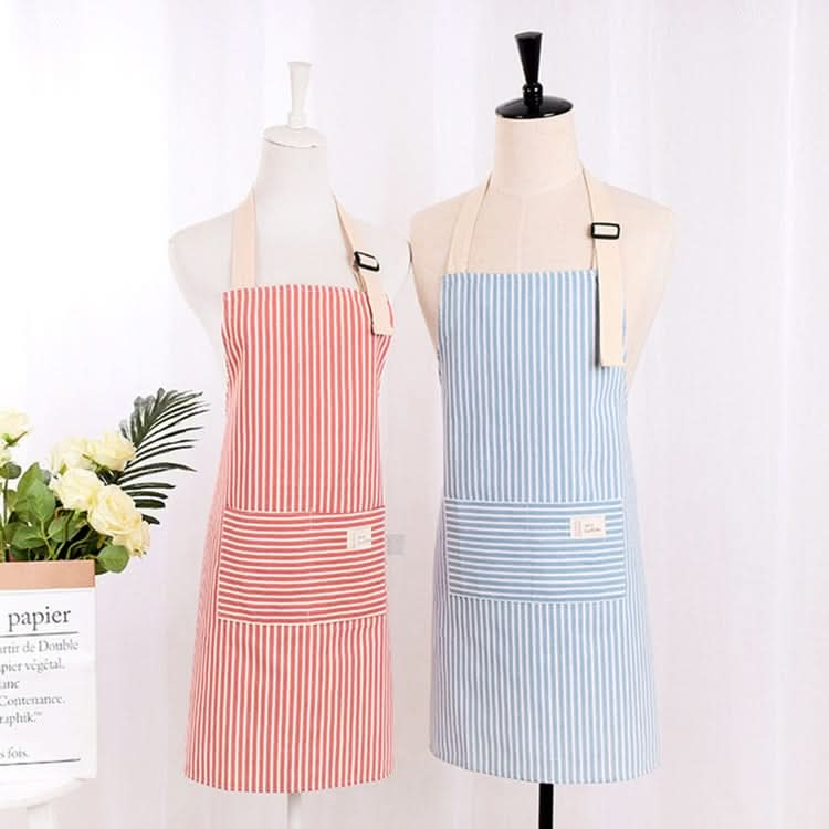 Kitchen Antifouling Sleeveless Apron Adult Work Housework Polyester Cotton Vertical Striped Apron Coverall - Reluova