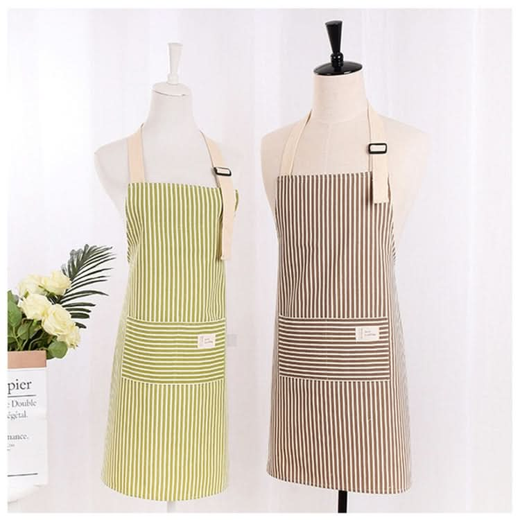 Kitchen Antifouling Sleeveless Apron Adult Work Housework Polyester Cotton Vertical Striped Apron Coverall - Reluova