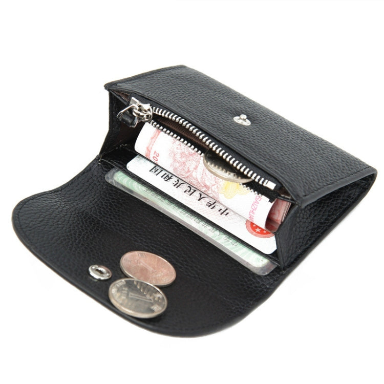 Short Mini Slim Top-grain Leather Wallet Card Bag Zip Coin Pocket My Store