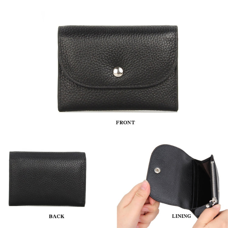 Short Mini Slim Top-grain Leather Wallet Card Bag Zip Coin Pocket My Store