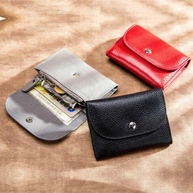 Short Mini Slim Top-grain Leather Wallet Card Bag Zip Coin Pocket My Store