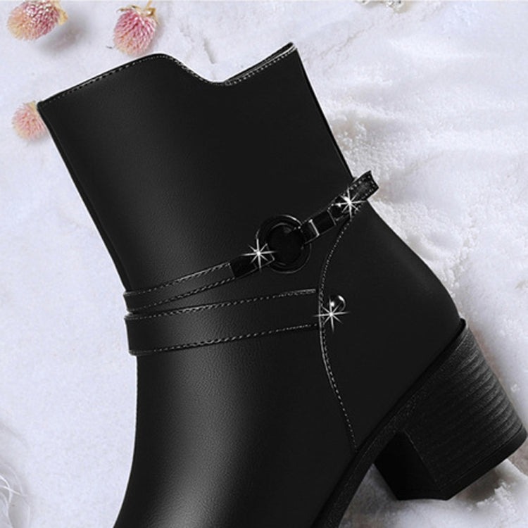 Round Head Boots with Thick Side Zipper Boots and Velvet Boots