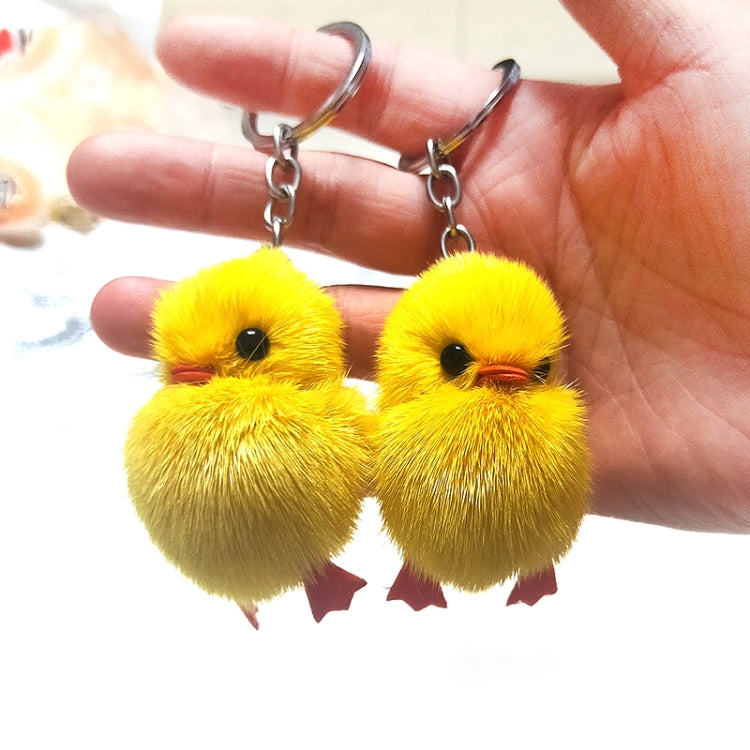 2 PCS Duckling Pendant Water Mink Chick Keychain Real Hair Pendant Bag Accessories Small Jewelry