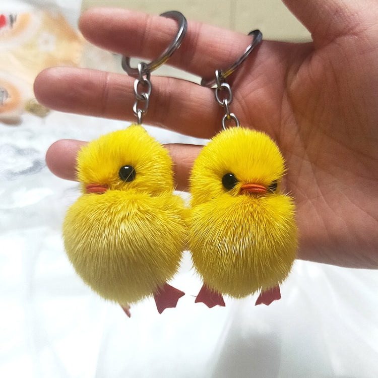 2 PCS Duckling Pendant Water Mink Chick Keychain Real Hair Pendant Bag Accessories Small Jewelry-Reluova