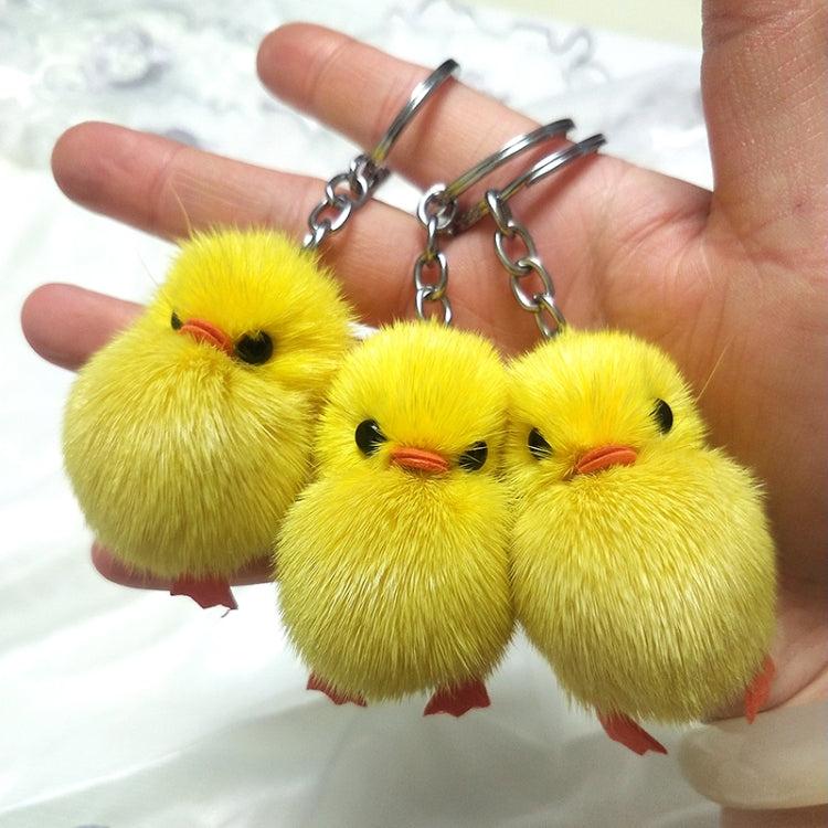 2 PCS Duckling Pendant Water Mink Chick Keychain Real Hair Pendant Bag Accessories Small Jewelry-Reluova