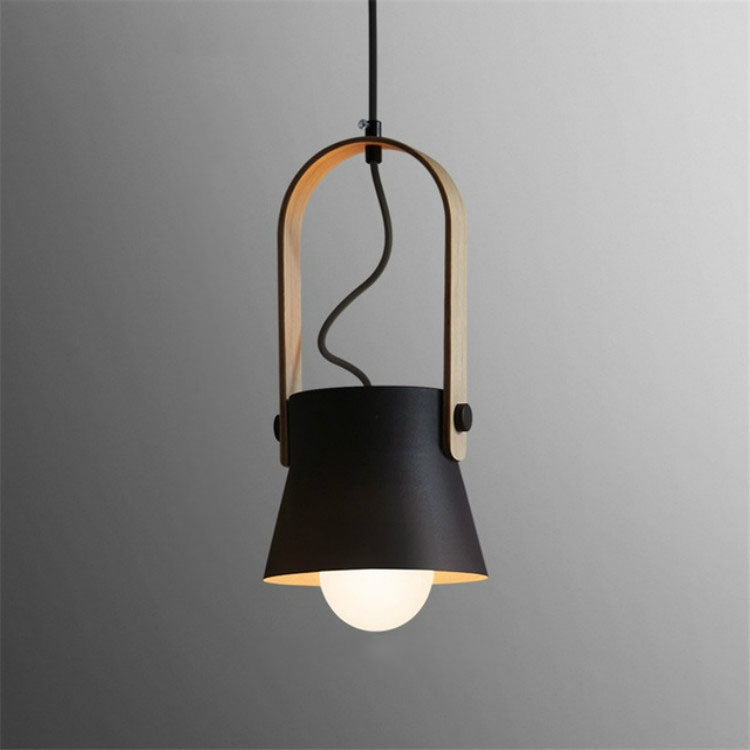 Wood Grain Creative Simple Personality Restaurant Chandelier Single Head Study Bedroom Macaron Bar Small Lamp without Light Source My Store