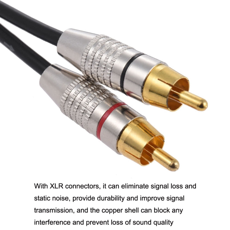 XLR Male To 2RCA Male Plug Stereo Audio Cable, Length: