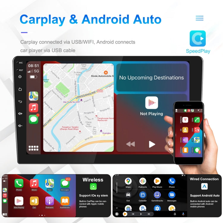 A3196 10 Inch Car Android Large Screen Navigation Central Control Screen 2+64G Player with CarPlay, Style:Standard