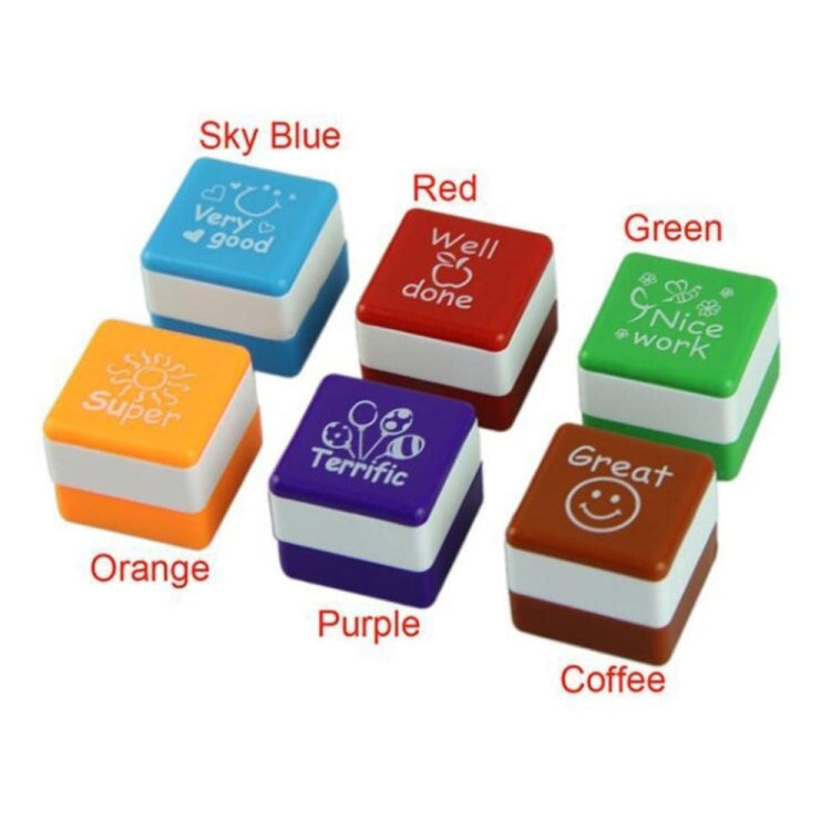 24 PCS / Box Teacher Comments Cartoon Plastic Square Stamps Colorful Pattern Children Toy Stamps My Store